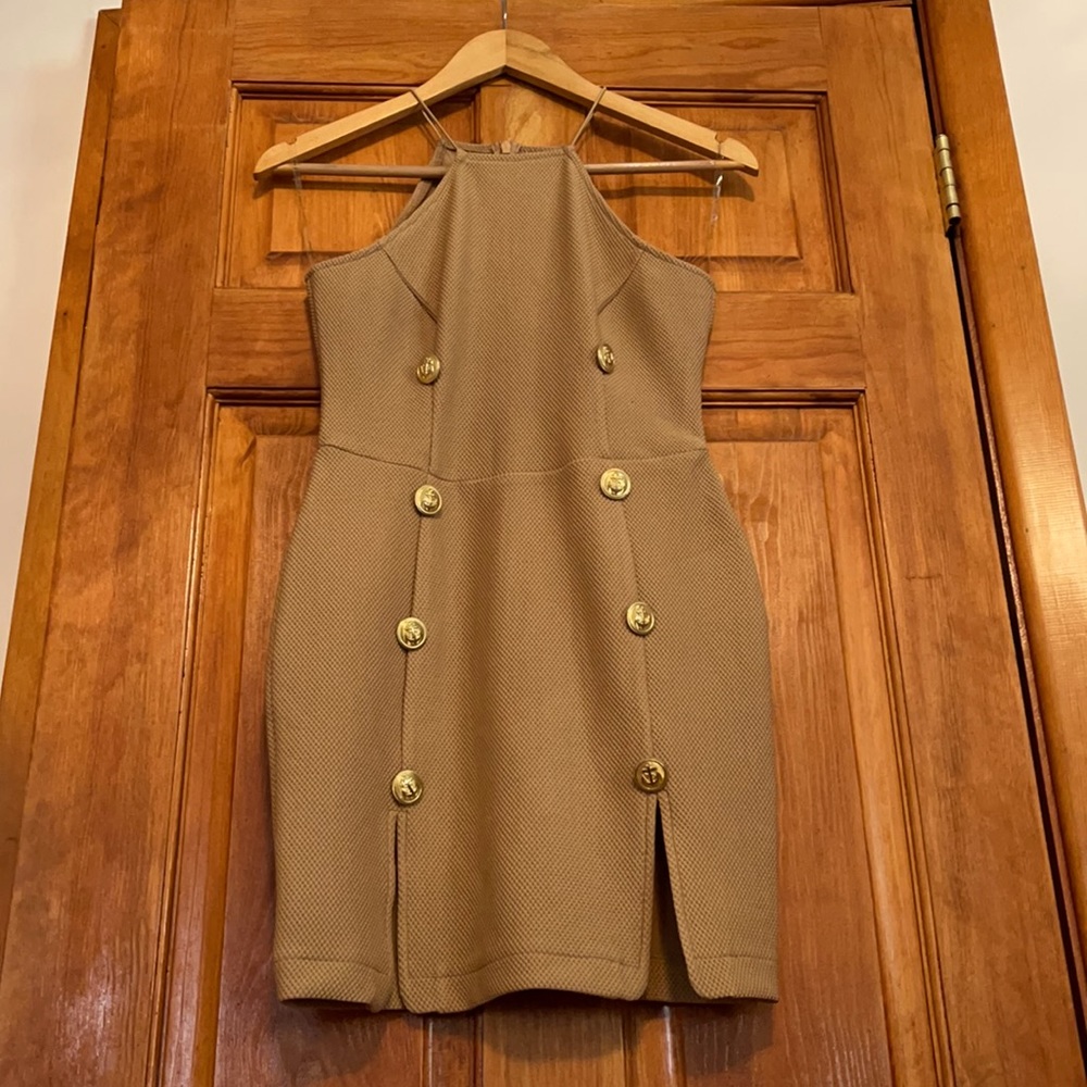 Rare London Beige Mini Dress